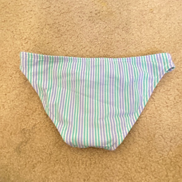 Blue and green striped bathing suit bottoms - Picture 3 of 3